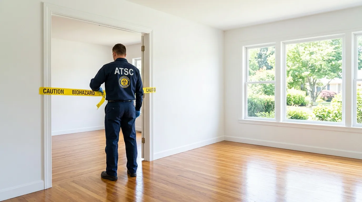 Certified biohazard cleanup crew performing Decomposition Cleanup in Scotchtown